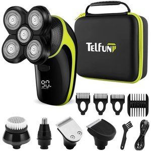 Electric Head Hair Shaver w/Travel Case, Ultimate Mens Cordless Rechargeable